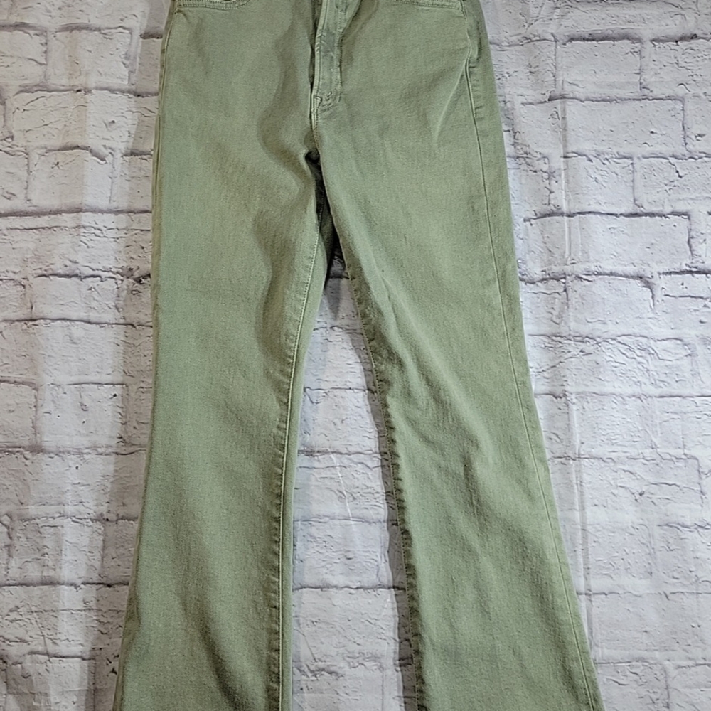 MOTHER Olive Green Ankle Crop Jeans